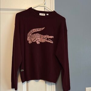 Lacoste Maroon Sweater with Crocodile Motif